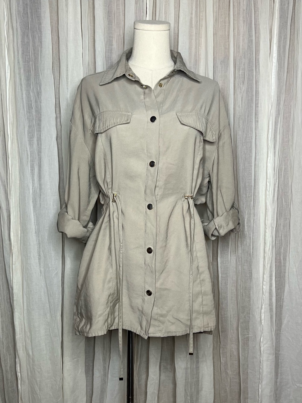 ZARA Tan Safari Button Down Shirt